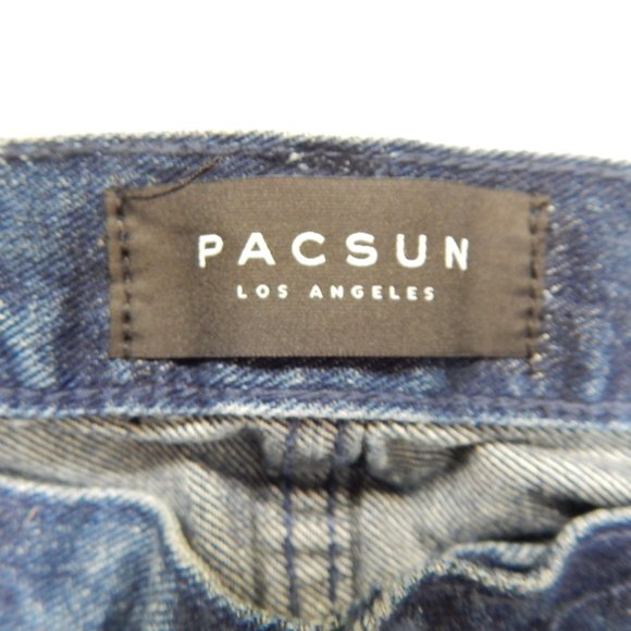 PacSun Mens Skinny Cut Off Ribbed Denim Jean Shorts Medium Indigo Size 30 - Picture 7 of 9